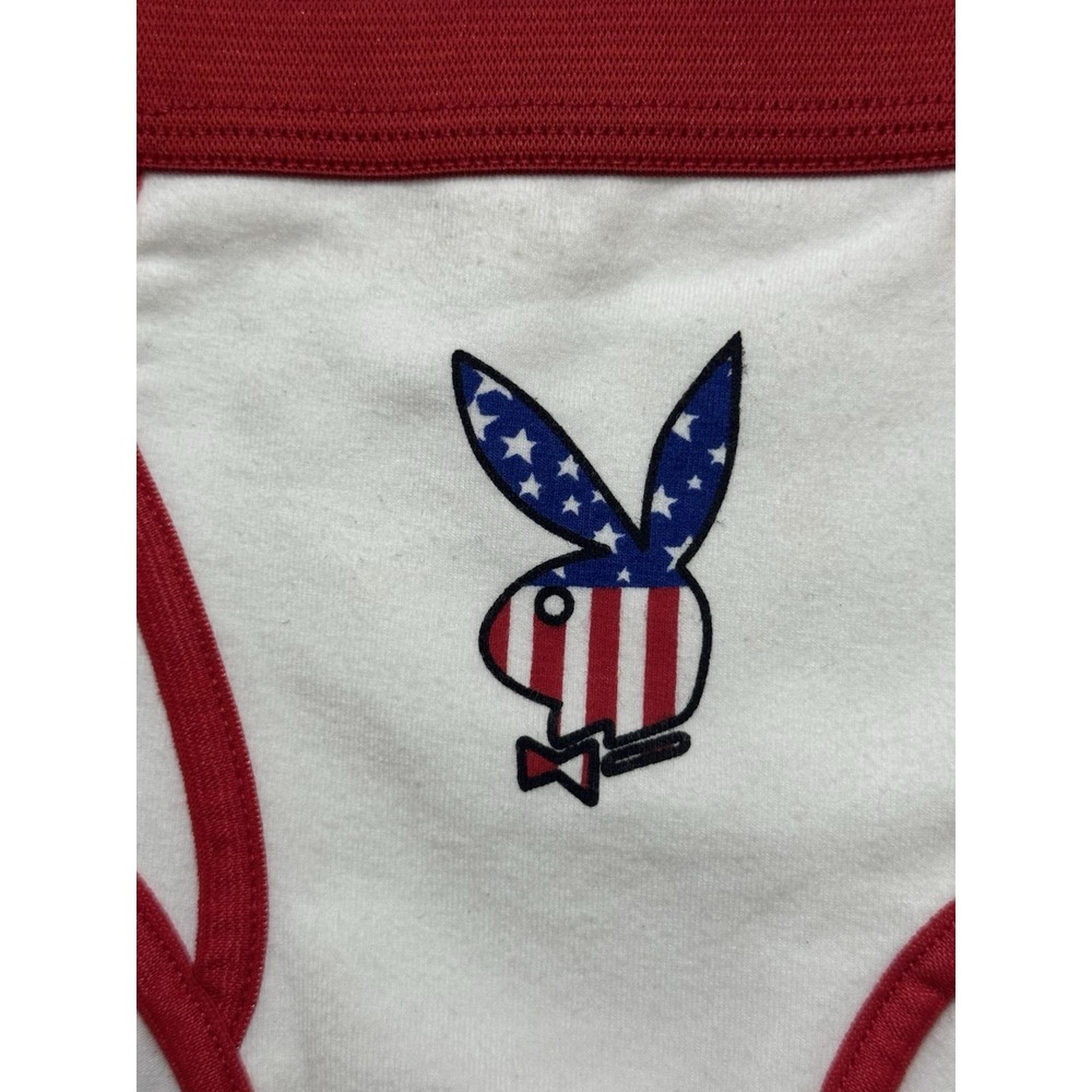 Y2K Vintage Playboy Bunny Head USA Flag Briefs Underwear Size L - Picture 12 of 15
